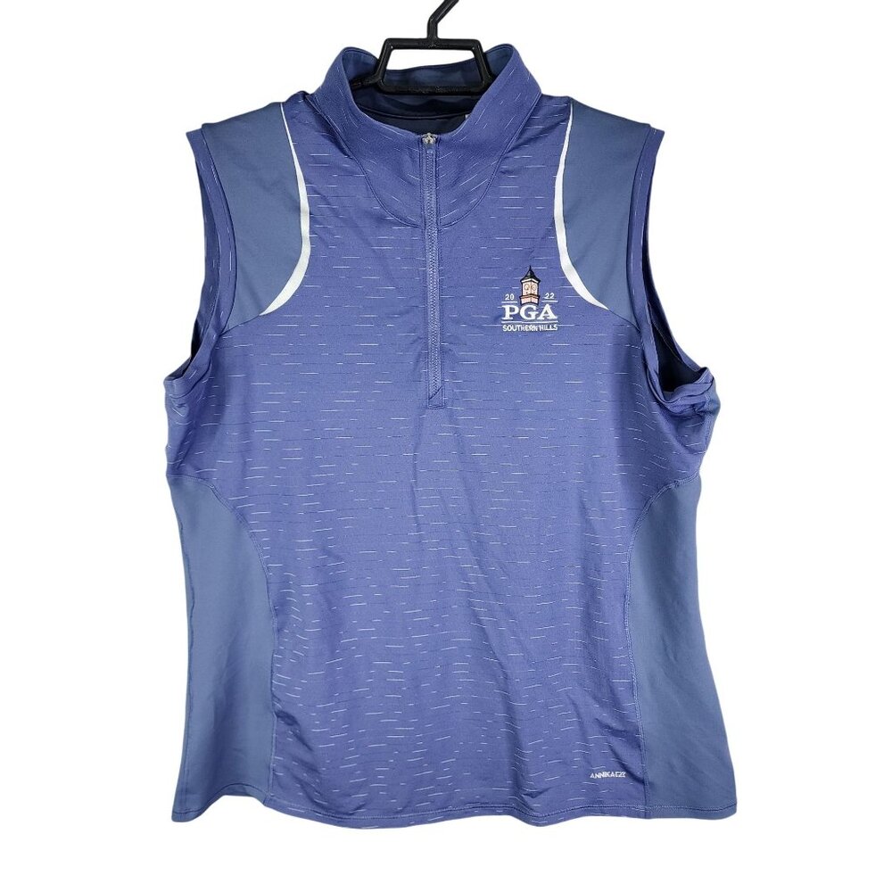 Womens Purple Annika Cutter & Buck Shirt 1/4 Zip Mock Neck Sleeveless Size XL